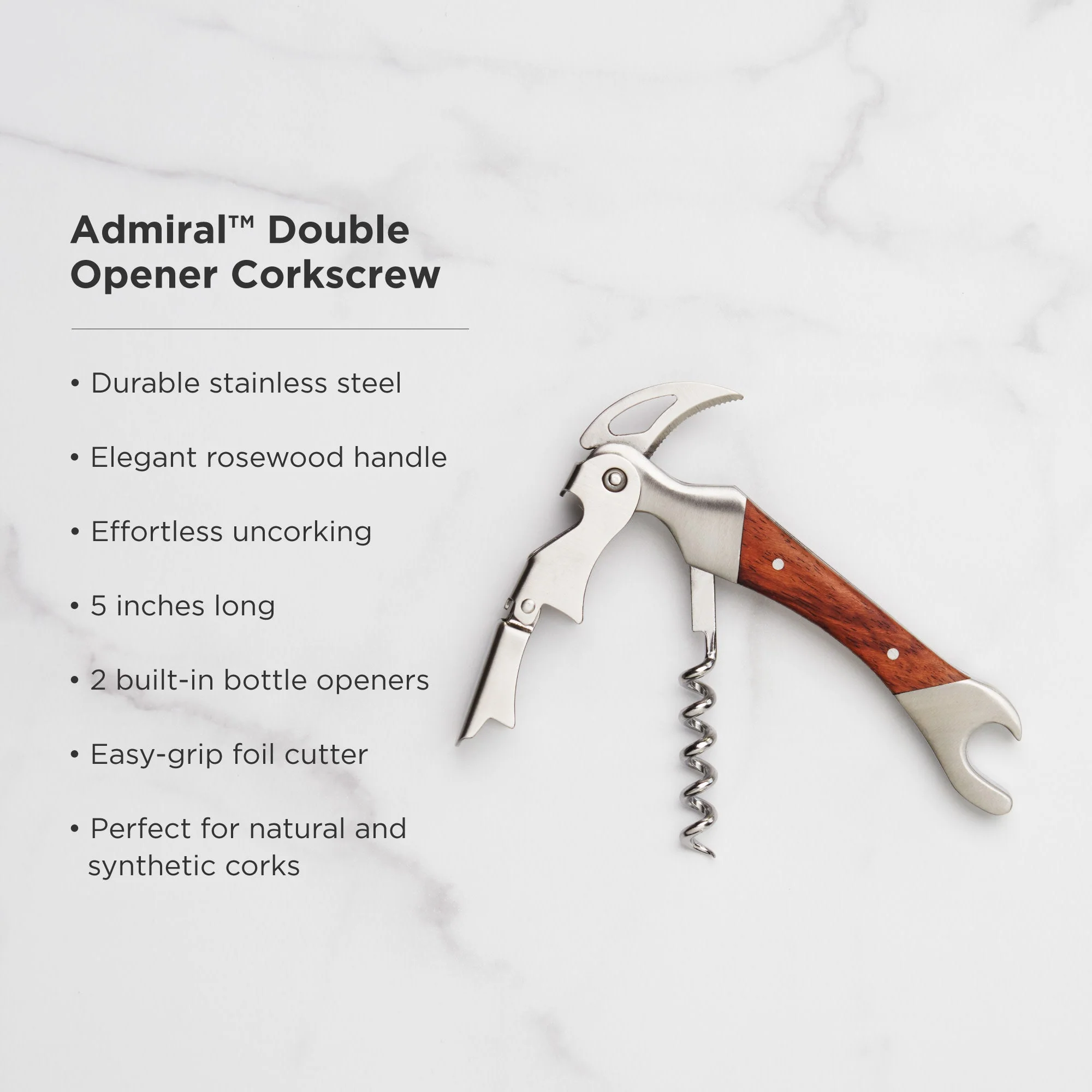 Admiral Corkscrew with Rosewood Handle - Image 5