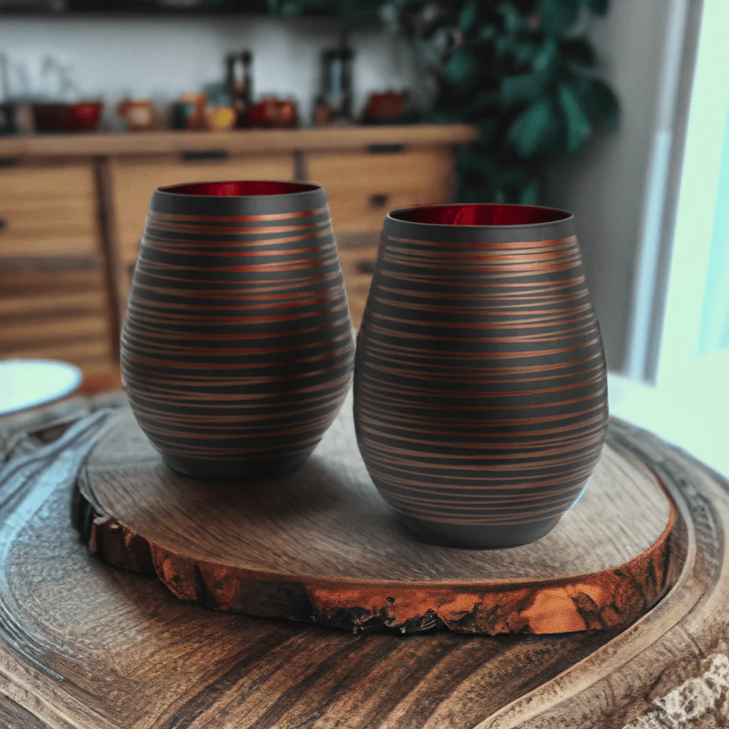 Black Swirl Stemless Glasses - Image 11