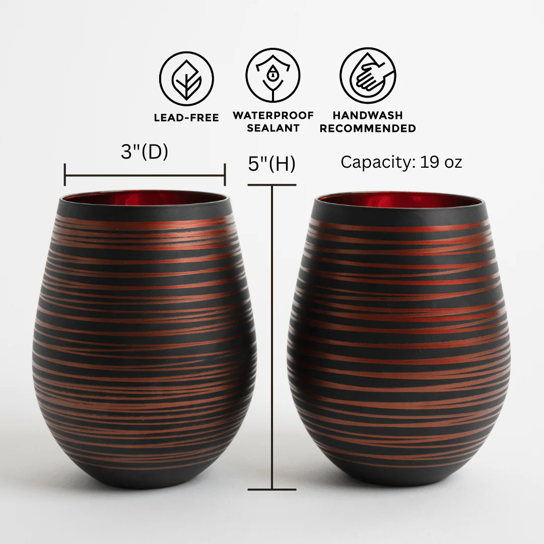 Black Swirl Stemless Glasses - Image 3