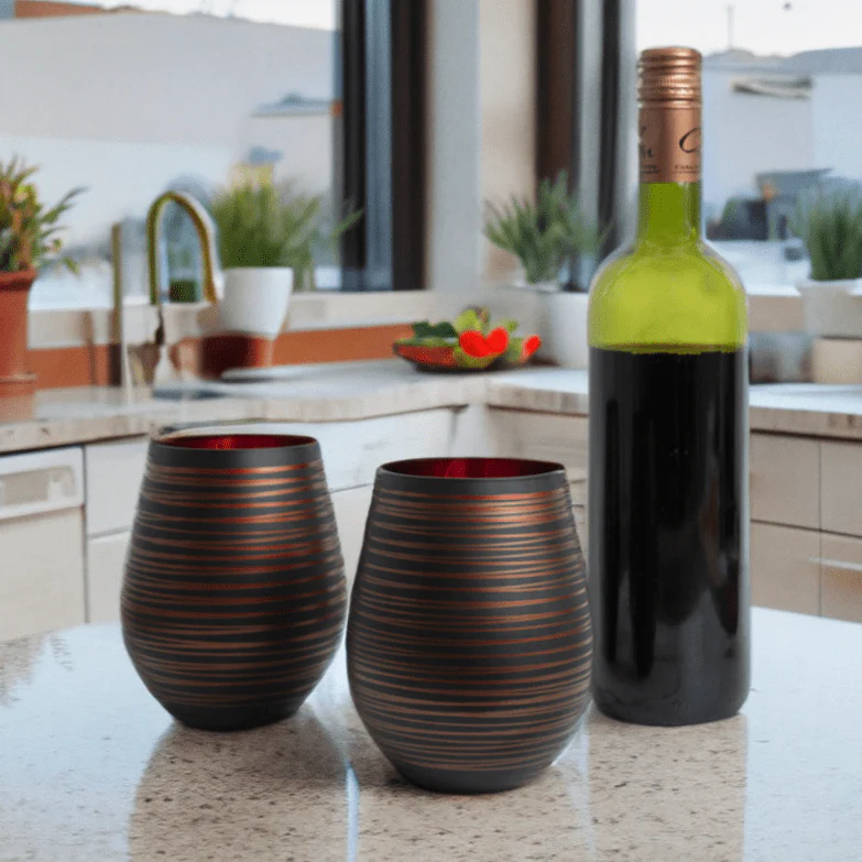 Black Swirl Stemless Glasses - Image 6