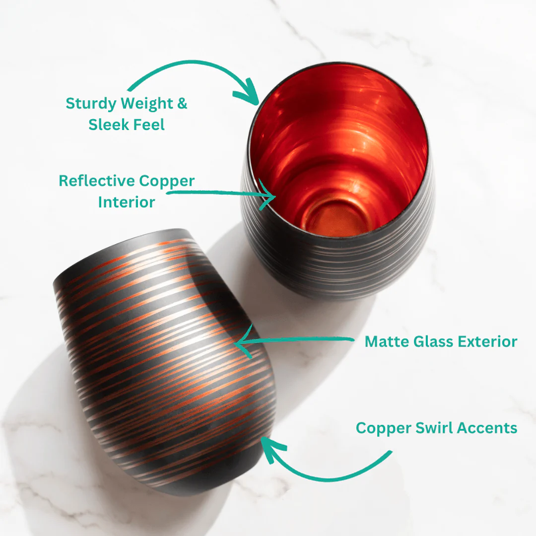 Black Swirl Stemless Glasses - Image 7