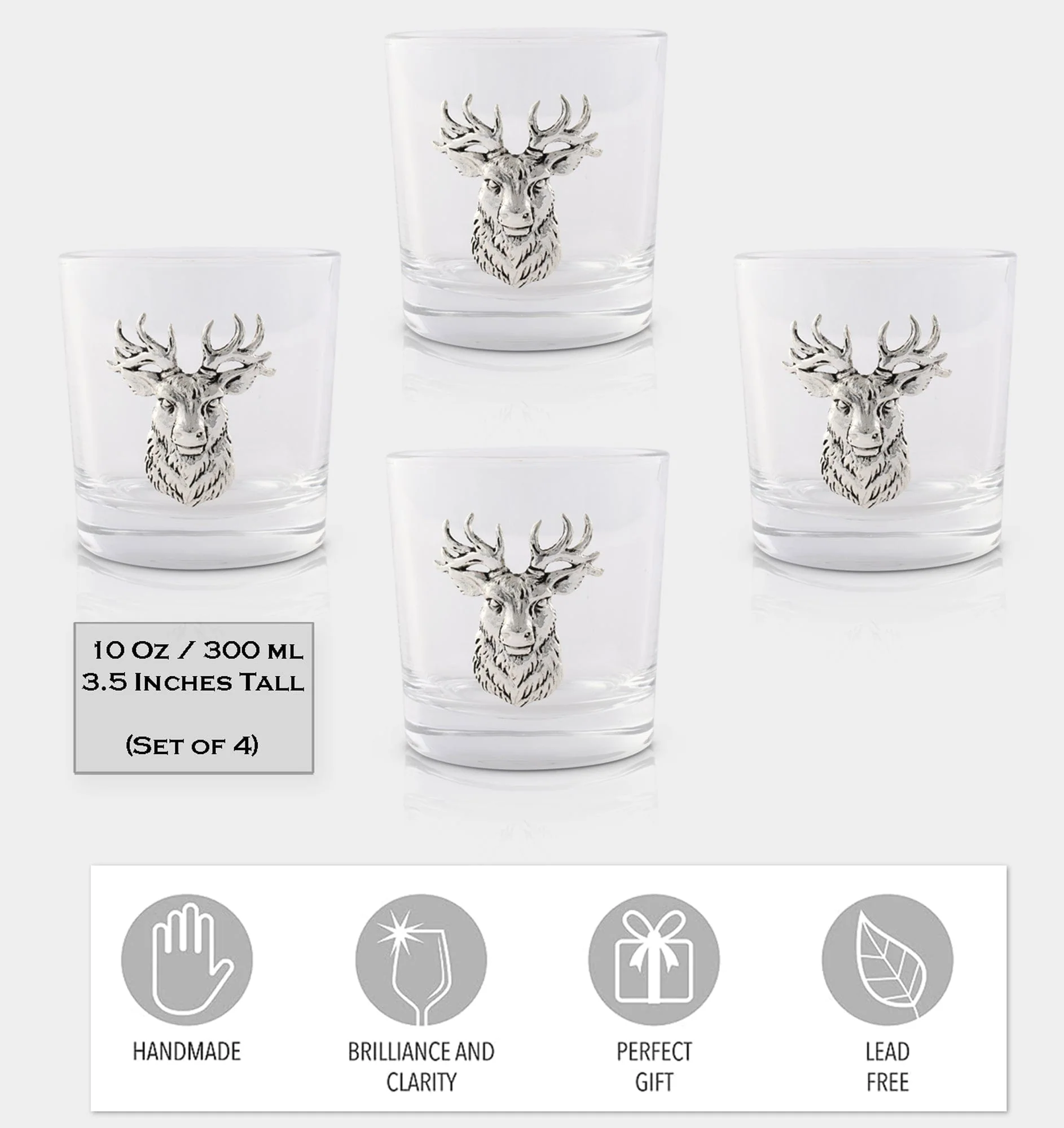 Elk Head Bar Glasses Set of 4 - Image 4