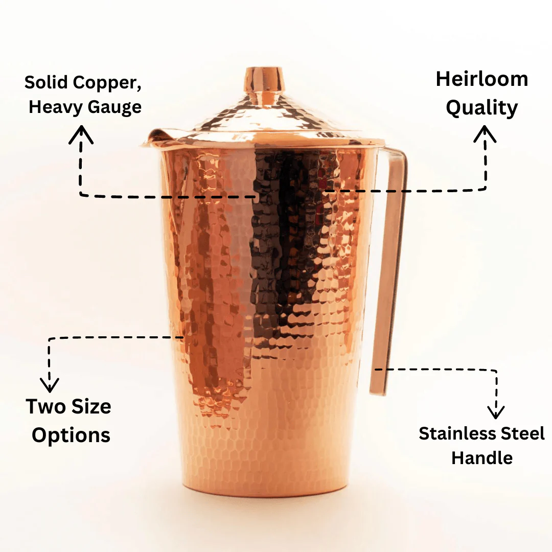 Gangotri Copper Water Pitcher with Lid - Image 3