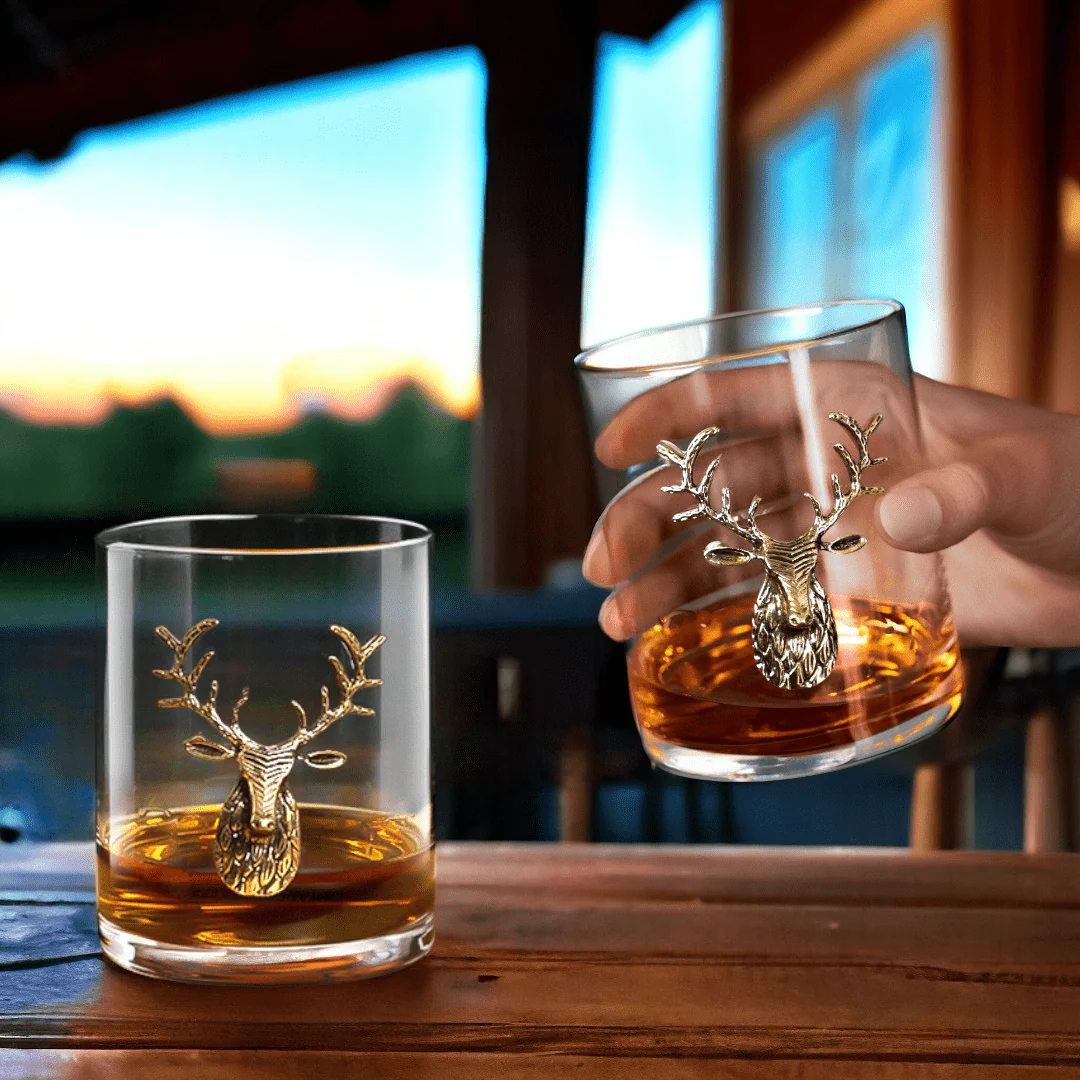 Gold Stag Deer Whiskey Glasses - Image 6
