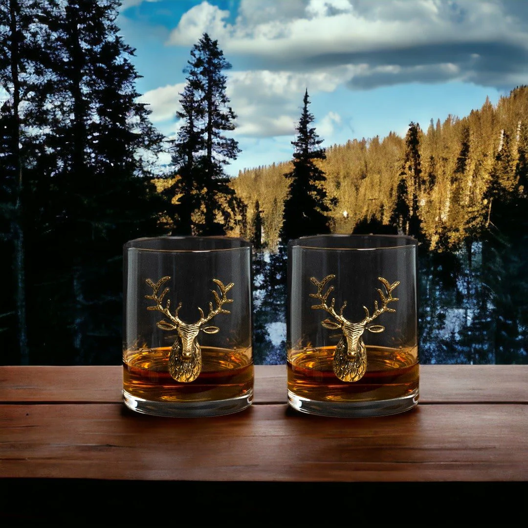 Gold Stag Deer Whiskey Glasses - Image 7