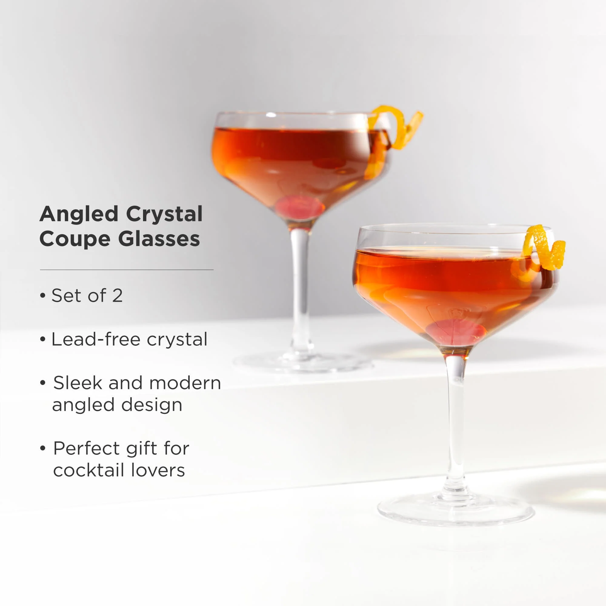 Raye Angled Crystal Coupe Glasses Set of 2 - Image 5