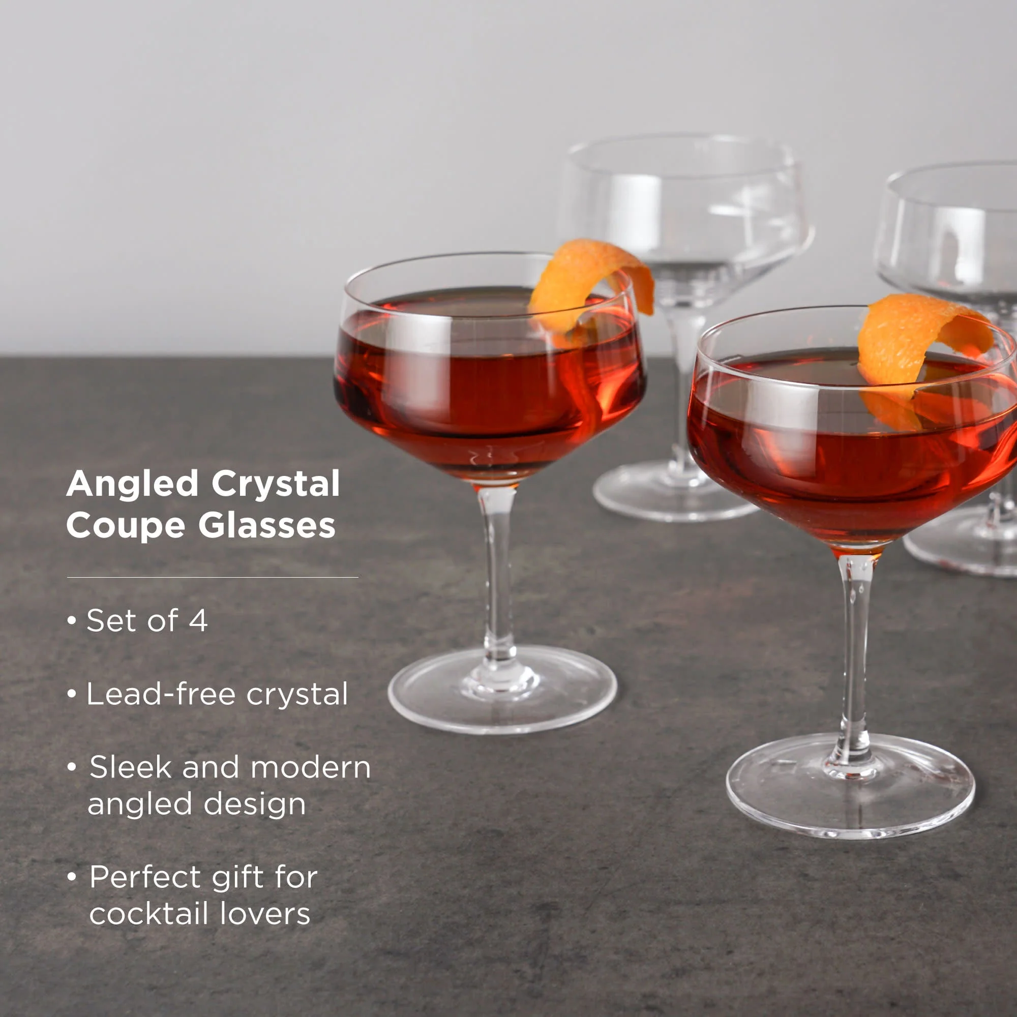 Raye Angled Crystal Coupe Glasses Set of 4 - Image 5