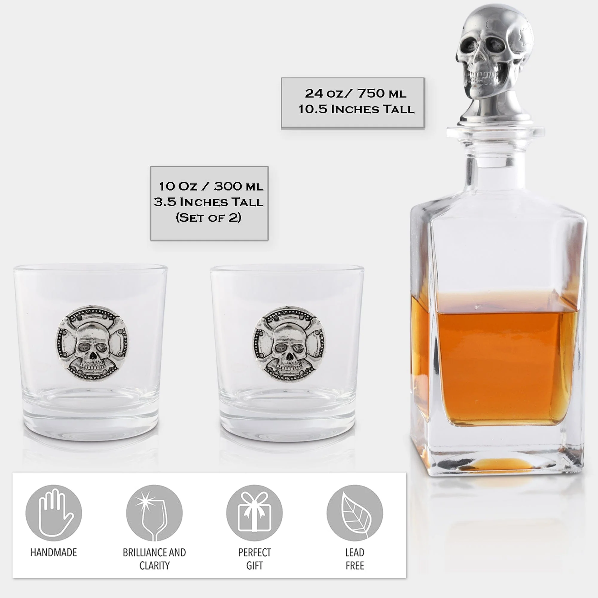 Skull Decanter Set with a Set Double Old Glasses - Image 3
