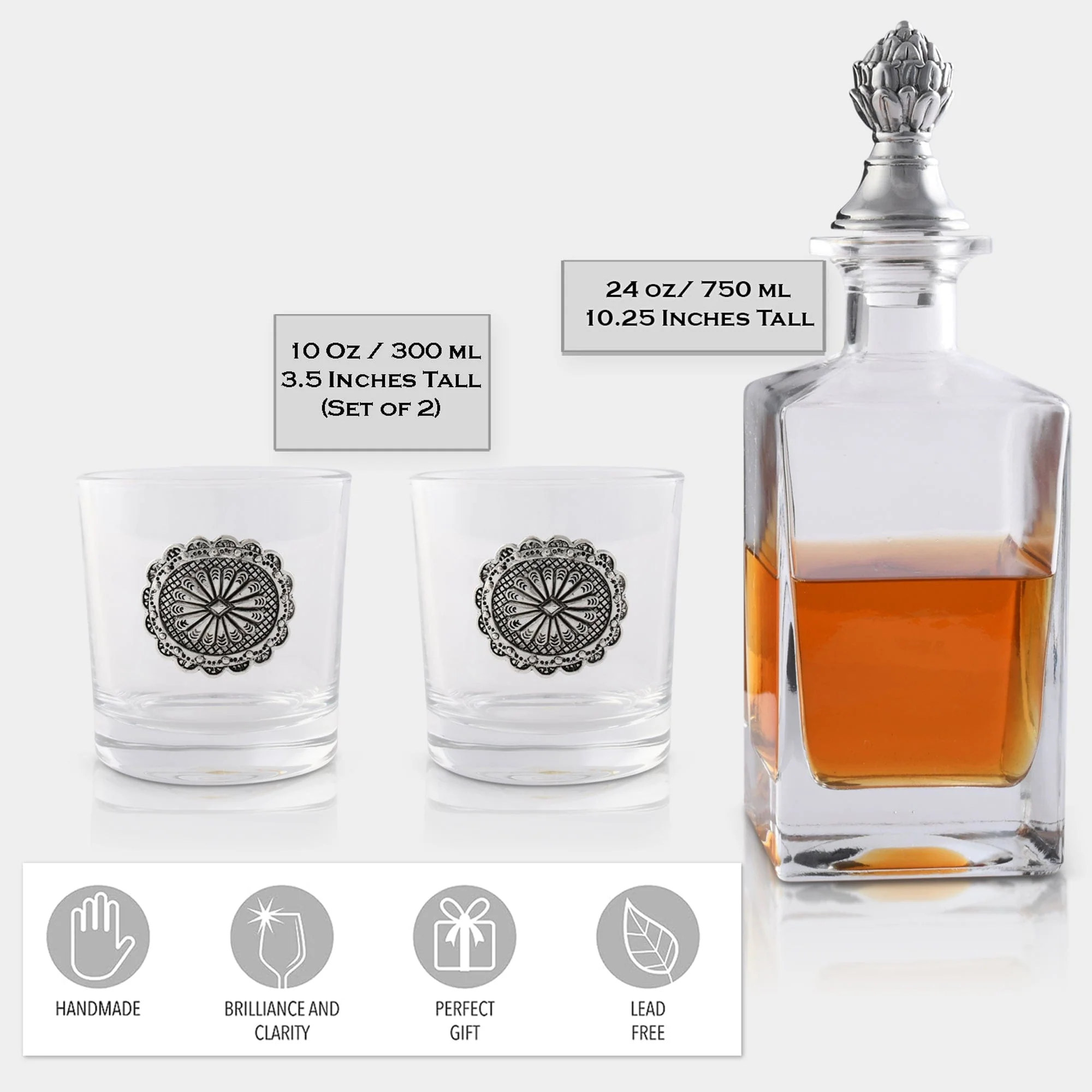 Western Concho Decanter Set with Glasses - Image 3